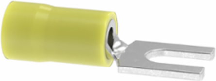 StrongHold™ EV10-10FB-Q Loose Piece Forks, Yellow, Vinyl, 1/5" Stud, 12-10 AWG