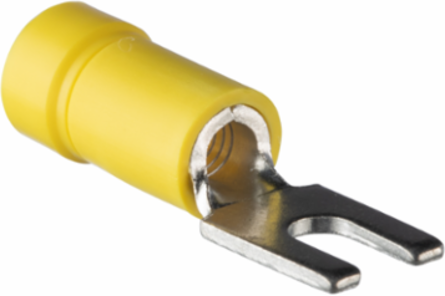 StrongHold™ EV10-6FB-Q Loose Piece Forks, Yellow, Vinyl, 1/8" Stud, 12-10 AWG