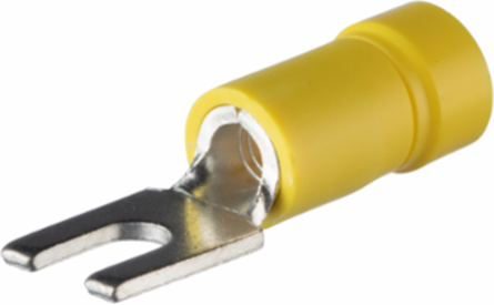 StrongHold™ EV10-6FB-Q Loose Piece Forks, Yellow, Vinyl, 1/8" Stud, 12-10 AWG