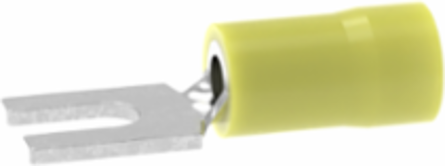 StrongHold™ EV10-8FB-Q Loose Piece Forks, Yellow, Vinyl, 4/25" Stud, 12-10 AWG