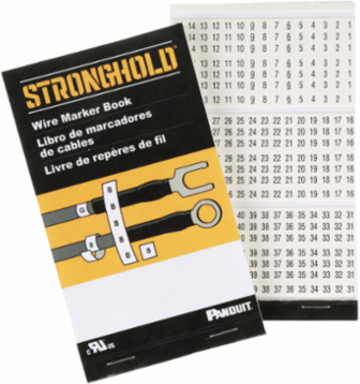StrongHold™ PCMB-1 Pre-Printed Wire Marker Book, 1, Vinyl Cloth, White, Black