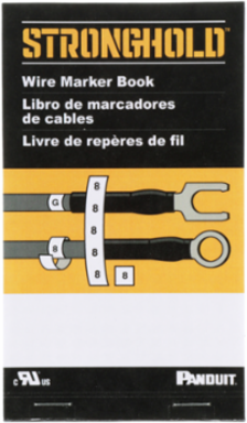 StrongHold™ PCMB-3 Pre-Printed Wire Marker Book, 3, Vinyl Cloth, White, Black