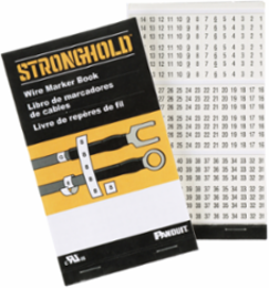 StrongHold™ PCMB-3 Pre-Printed Wire Marker Book, 3, Vinyl Cloth, White, Black