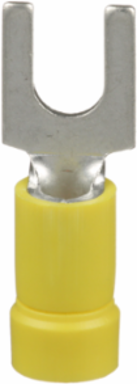 Pan-Term® PV10-10F-L Fork Terminal, Yellow, Vinyl, 10-14 AWG, #10 Stud, PK50