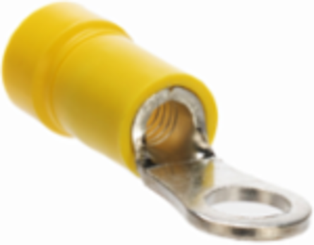 Pan-Term® PV10-10R-L Ring Terminal, Yellow, Vinyl, 10-12 AWG, #10 Stud, PK50