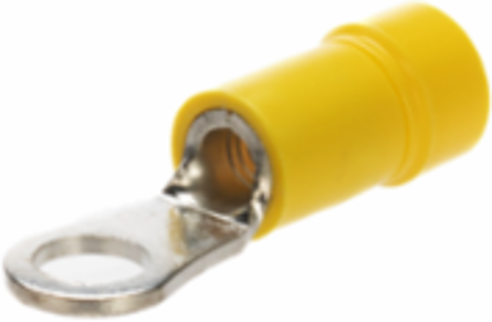 Pan-Term® PV10-10R-L Ring Terminal, Yellow, Vinyl, 10-12 AWG, #10 Stud, PK50
