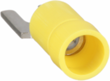 Pan-Term® PV10-6F-L Fork Terminal, Yellow, Vinyl, 10-14 AWG, #6 Stud, PK50