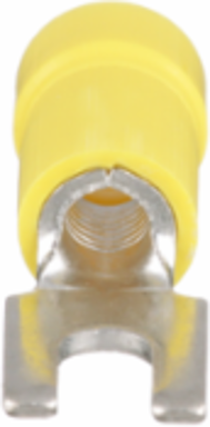 Pan-Term® PV10-6F-L Fork Terminal, Yellow, Vinyl, 10-14 AWG, #6 Stud, PK50