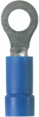 Pan-Term® PV14-10R-C Ring Terminal, Blue, Vinyl, 14-16 AWG, #10 Stud, PK100