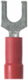 Pan-Term® PV18-6F-CY Fork Terminal, Red, Vinyl, 16-22 AWG, #6 Stud, PK100