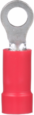 Pan-Term® PV18-6R-CY Ring Terminal, Red, Vinyl, 16-22 AWG, #6 Stud, PK100