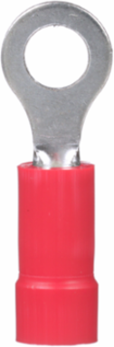 Pan-Term® PV18-8R-CY Ring Terminal, Red, Vinyl, 16-22 AWG, #8 Stud, PK100