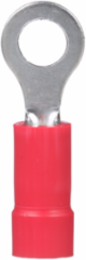 Pan-Term® PV18-8R-CY Ring Terminal, Red, Vinyl, 16-22 AWG, #8 Stud, PK100