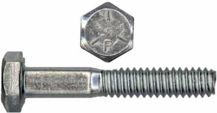 3/8 Inch x 2 Inch Hex Bolt, Grade 5 Carbon Steel, UNC, Zinc Plated