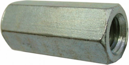 1/2 Inch-13 Hex Coupling Nut, Full Thread, Zinc Plated, Carbon Steel