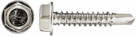 8 x 1 Inch Self-Drilling Tapping Screws, Zinc Plated, Indented Hex Washer Head