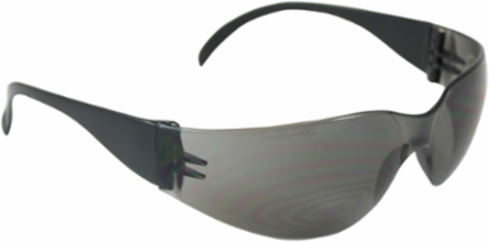 Rimless Safety Glasses with Black Temple, Gray Lens and Anti-Scratch Coating, Black, OS