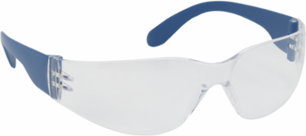 Rimless Safety Glasses with Blue Metal Detectable Temple, Clear Lens and Anti-Scratch / Anti-Fog Coating, Clear, OS