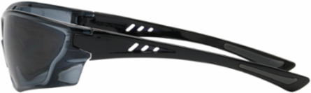 Rimless Safety Glasses with Gloss Black Temple, Gray Lens and Anti-Scratch / Anti-Fog Coating, Black, OS