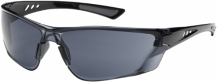 Rimless Safety Glasses with Gloss Black Temple, Gray Lens and Anti-Scratch / Anti-Fog Coating, Black, OS