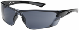 Rimless Safety Glasses with Gloss Black Temple, Gray Lens and Anti-Scratch / FogLess® 3Sixty™ Coating, Black, OS