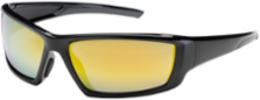 Full Frame Safety Glasses with Black Frame, Gold Mirror Plus Lens and Anti-Scratch / Anti-Reflective Coating, Black, OS