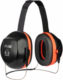 V3 Passive Ear Muff with Neckband - NRR 27, Neon Red, OS