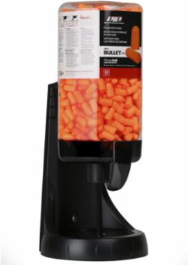 Prefilled Mega Bullet™ Plus Ear Plug Dispenser - 500 Pairs, Black, DISPLAY