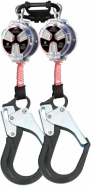 Double Leg Web Self-Retracting Lifeline CSA Class SRL, with Dual SRL Connector and Aluminium Large Snap Hook - 6' (1.8m)
