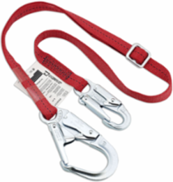 Polyester Webbing Single-Leg Adjustable Lanyard with Snap Hook and Rebar Hook - 1"