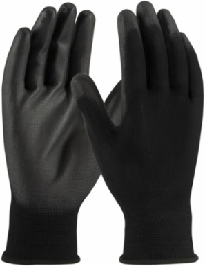 Seamless Knit Polyester Glove with Polyurethane Coated Flat Grip on Palm & Fingers
