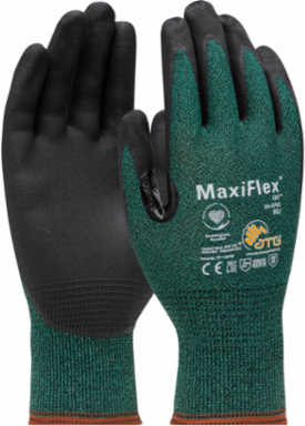 Seamless Knit Engineered Yarn Glove with Premium Nitrile Coated MicroFoam Grip on Palm & Fingers - Tagged - Green