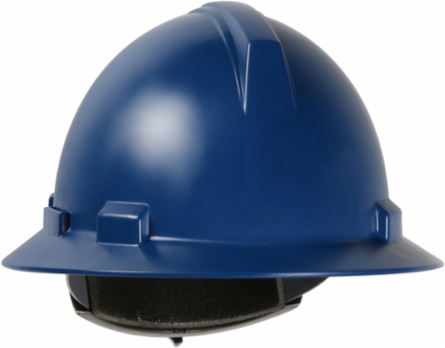Full Brim Hard Hat with Polycarbonate / ABS Shell, 4-Point Textile Suspension and Wheel Ratchet Adjustment
