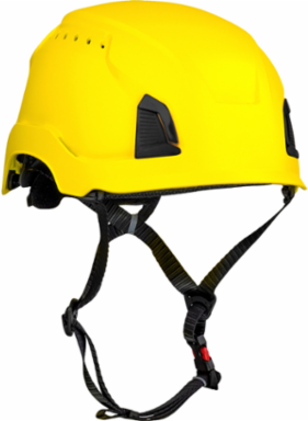 Vented, Industrial Climbing Helmet, Type II, Non-MIPS, ABS Shell, EPS Liner, HDPE Suspension, Wheel Ratchet Adjustment, with 4-Point Chin Strap