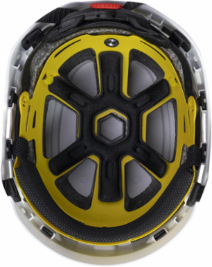 Vented, Industrial Climbing Helmet with Mips® Brain Protection System for Industrial Safety Helmets, ABS Shell, EPS Foam Impact Liner, HDPE Suspension, Wheel Ratchet Adjustment and 4-Point Chin Strap