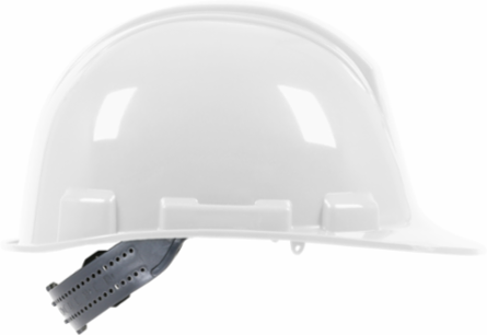 Cap Style Hard Hat with HDPE Shell, 4-Point Textile Suspension and Pin-Lock Adjustment