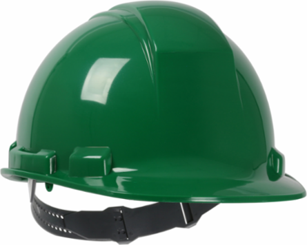 Cap Style Hard Hat with HDPE Shell, 4-Point Textile Suspension and Pin-Lock Adjustment