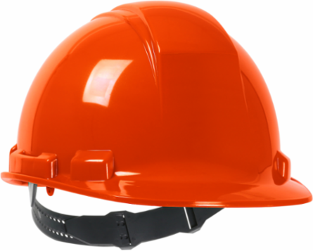 Cap Style Hard Hat with HDPE Shell, 4-Point Textile Suspension and Pin-Lock Adjustment
