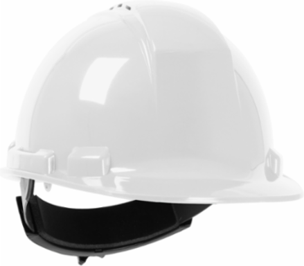 Vented, Cap Style Hard Hat with HDPE Shell, 4-Point Textile Suspension and Wheel Ratchet Adjustment