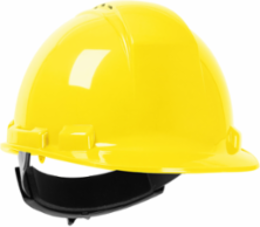 Vented, Cap Style Hard Hat with HDPE Shell, 4-Point Textile Suspension and Wheel Ratchet Adjustment
