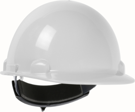 Cap Style Smooth Dome Hard Hat with HDPE Shell, 4-Point Textile Suspension and Wheel-Ratchet Adjustment