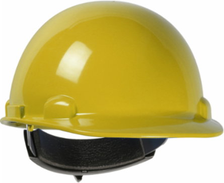 Cap Style Smooth Dome Hard Hat with HDPE Shell, 4-Point Textile Suspension and Wheel-Ratchet Adjustment
