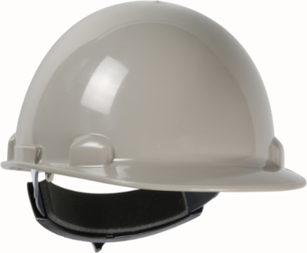 Cap Style Smooth Dome Hard Hat with HDPE Shell, 4-Point Textile Suspension and Wheel-Ratchet Adjustment