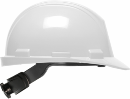 Type II, Cap Style Hard Hat with HDPE Shell, 4-Point Textile Suspension and Wheel Ratchet Adjustment - White