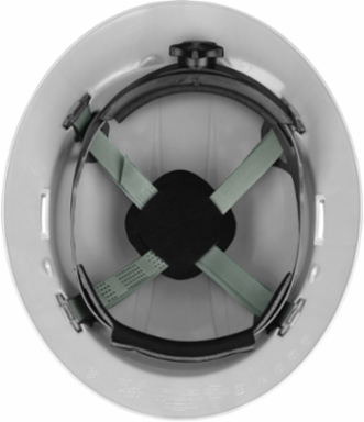 Full Brim Hard Hat with HDPE Shell, 4-Point Textile Suspension and Wheel Ratchet Adjustment - White