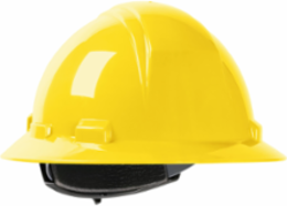 Full Brim Hard Hat with HDPE Shell, 4-Point Textile Suspension and Wheel Ratchet Adjustment - Yellow