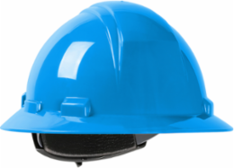 Full Brim Hard Hat with HDPE Shell, 4-Point Textile Suspension and Wheel Ratchet Adjustment - Sky Blue
