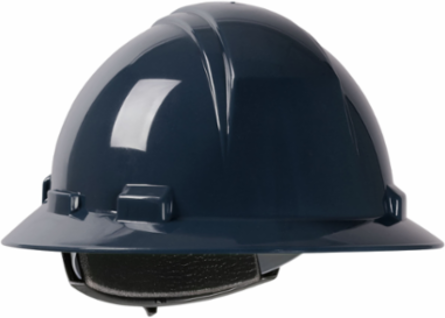 Full Brim Hard Hat with HDPE Shell, 4-Point Textile Suspension and Wheel Ratchet Adjustment - Navy