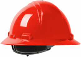 Full Brim Hard Hat with HDPE Shell, 4-Point Textile Suspension and Wheel Ratchet Adjustment - Red