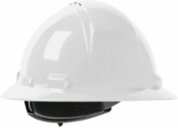 Vented, Full Brim Hard Hat with HDPE Shell, 4-Point Textile Suspension and Wheel Ratchet Adjustment